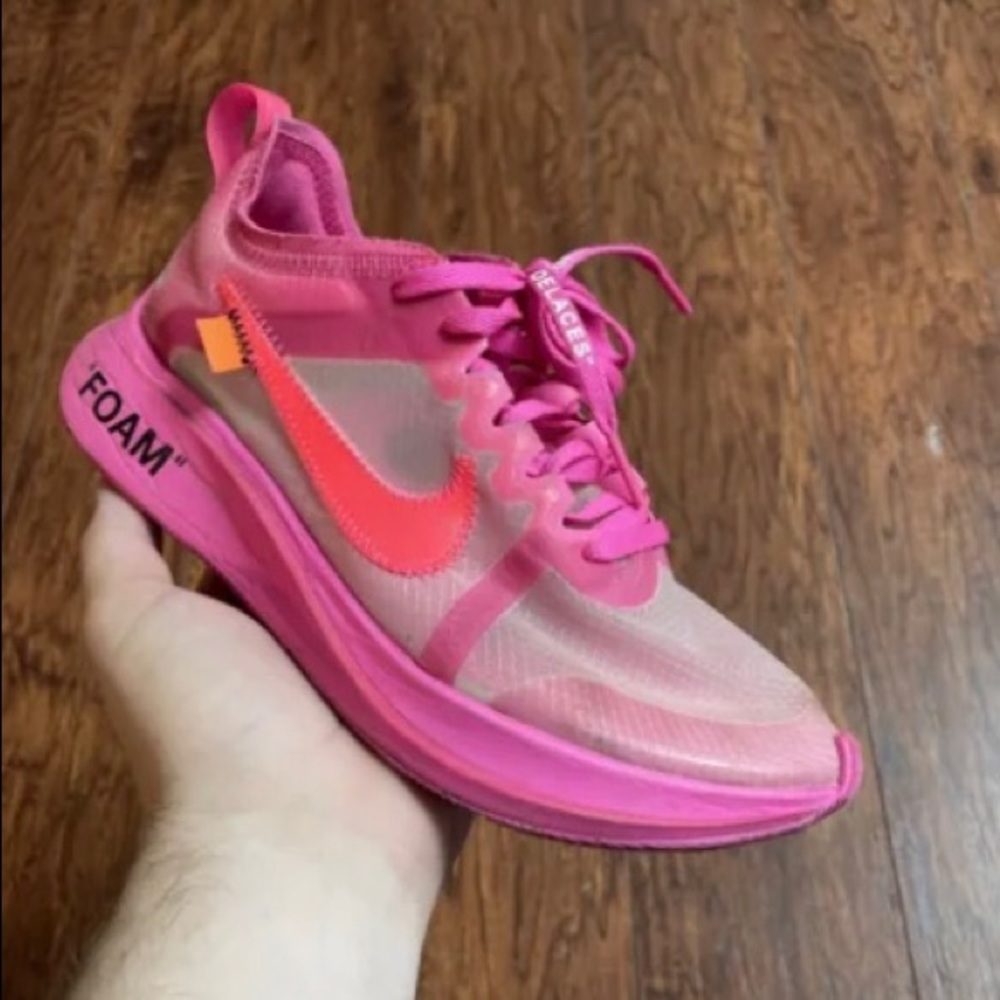 used pink offwhite tulip zooms size 5.5 mens 7 womens